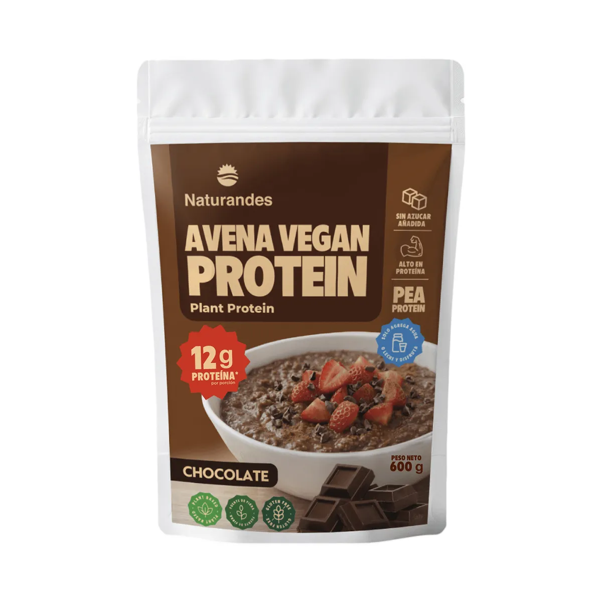 NATURANDES - Avena Vegan Protein Chocolate Bolsa 600 g