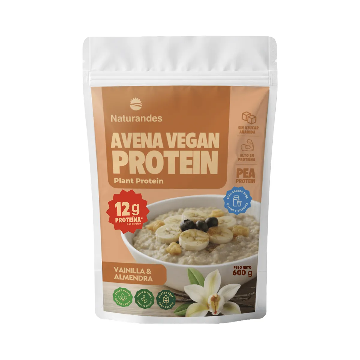 NATURANDES - Avena Vegan Protein Vainilla Bolsa 600 g