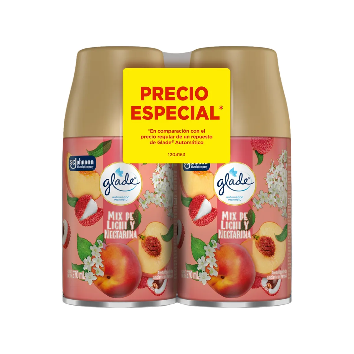 GLADE - Ambientador Aerosol Automático Glade Nectarine Pack 2 Und