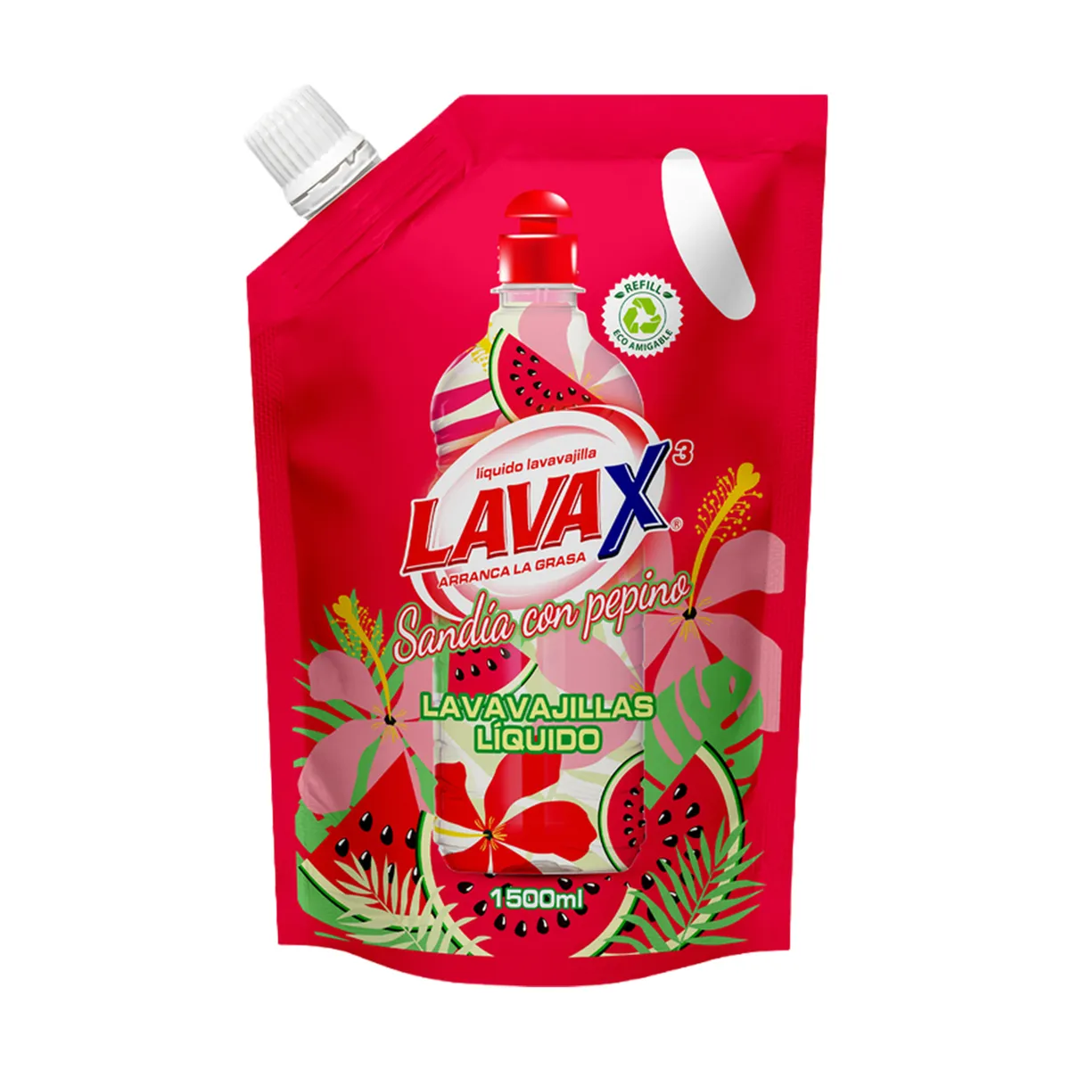 LAVAX - Lavavajilla Líquido Lavax Sandía Pepino Doypack 1.5 L