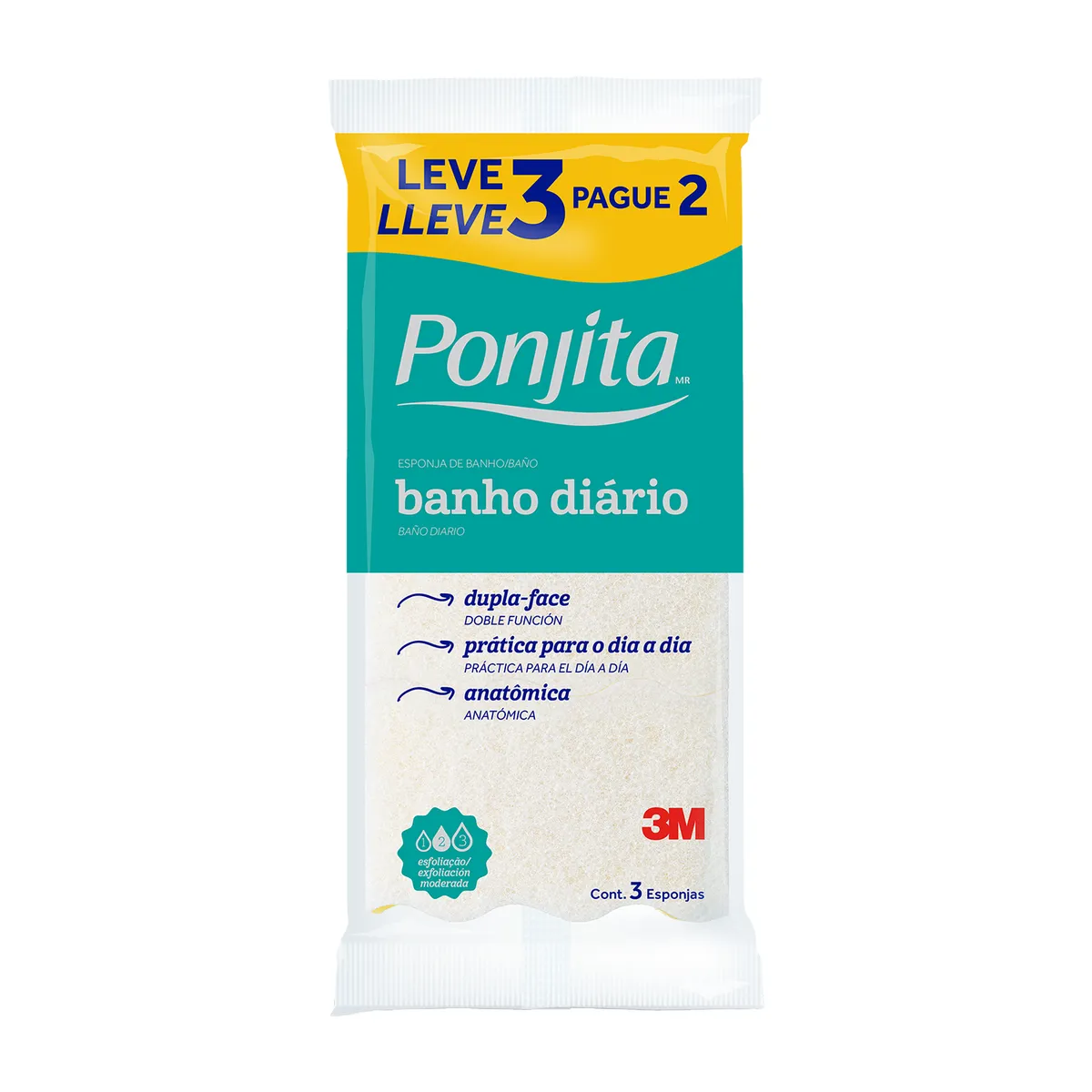 PONJITA - Esponja Baño Ponjita Empaque 3 Und