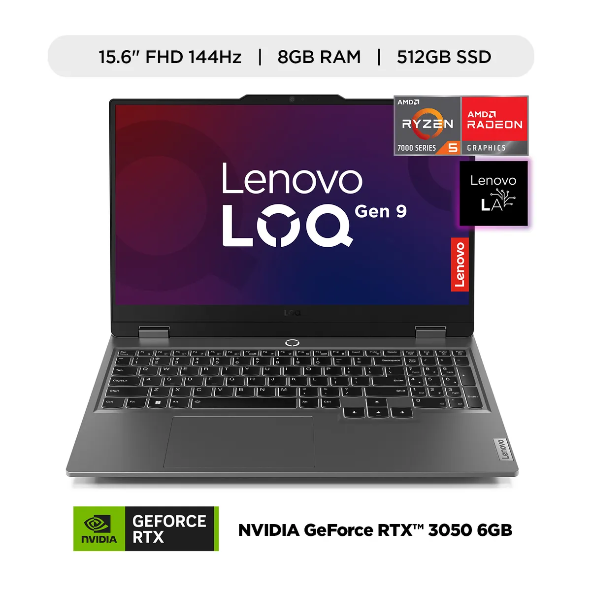 LENOVO - Laptop Gamer Lenovo LOQ AMD Ryzen 5 7235HS 8GB RAM 512GB SSD RTX 3050 15.6" FHD 144 Hz