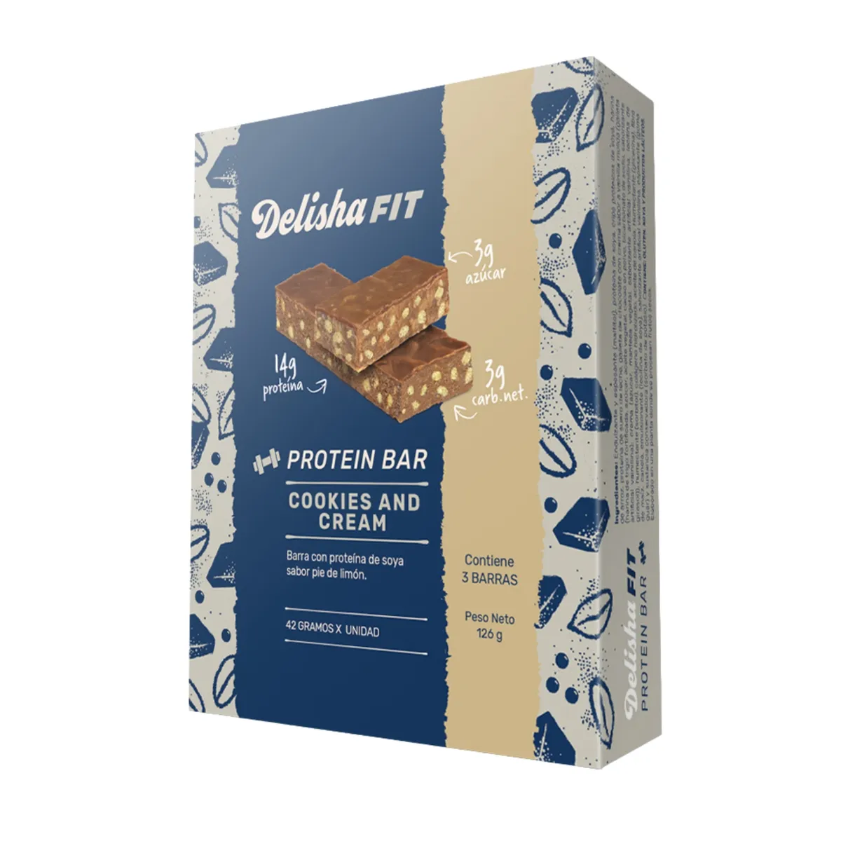 DELISHA - Barra Proteica Delisha Cookies & Cream Empaque 3 Und