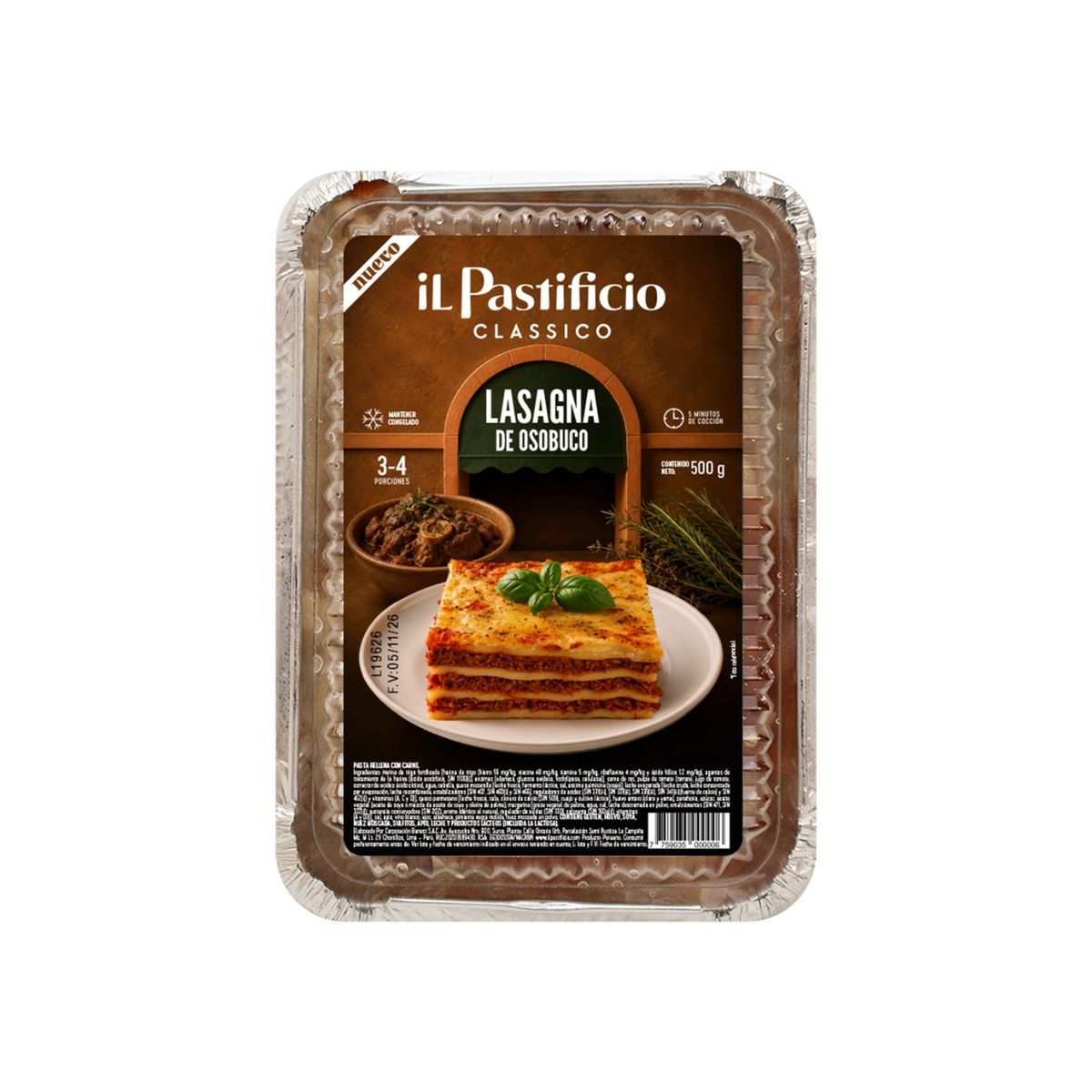 IL PASTIFICIO CLASSICO - Lasagna Il Pastificio Classico Carne Osobuco Empaque 500 g