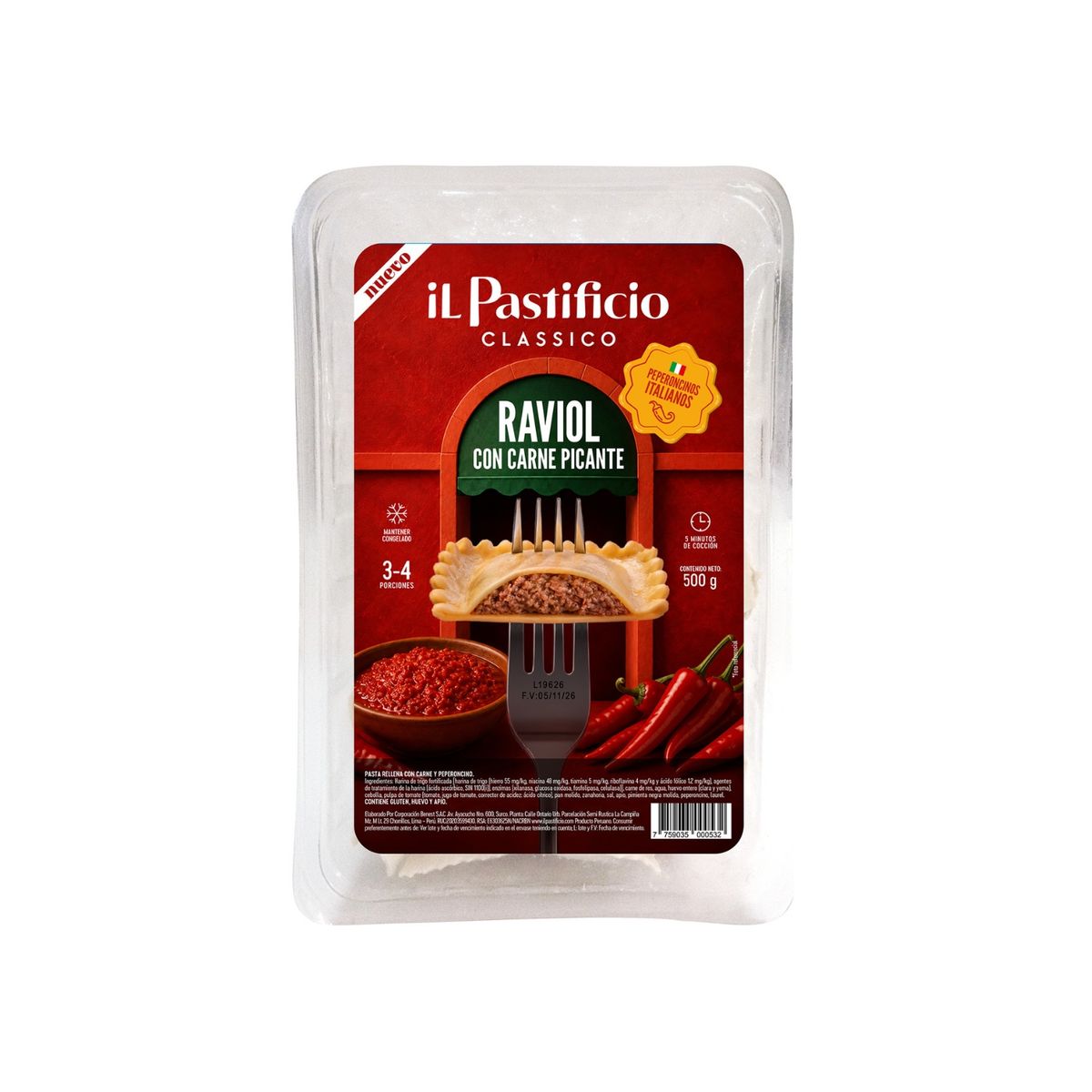 IL PASTIFICIO CLASSICO - Ravioles Il Pastificio Classico Carne Picante Empaque 500 g