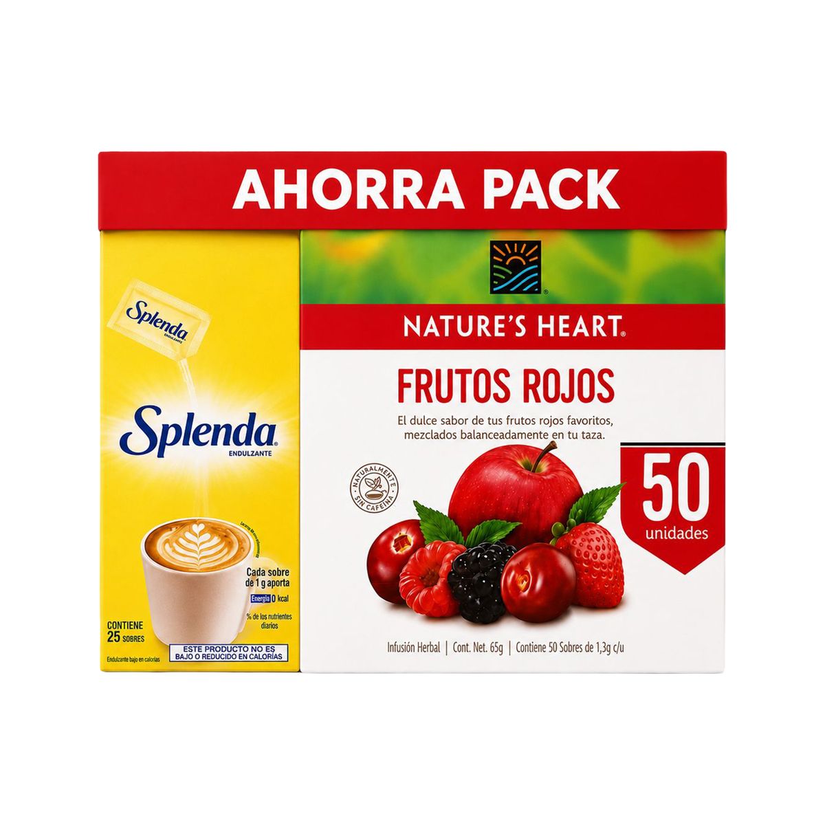 NATURE S HEART - Infusión Natures Heart Pack Rojo Caja 50 Und + Splenda Caja 25 Sobres