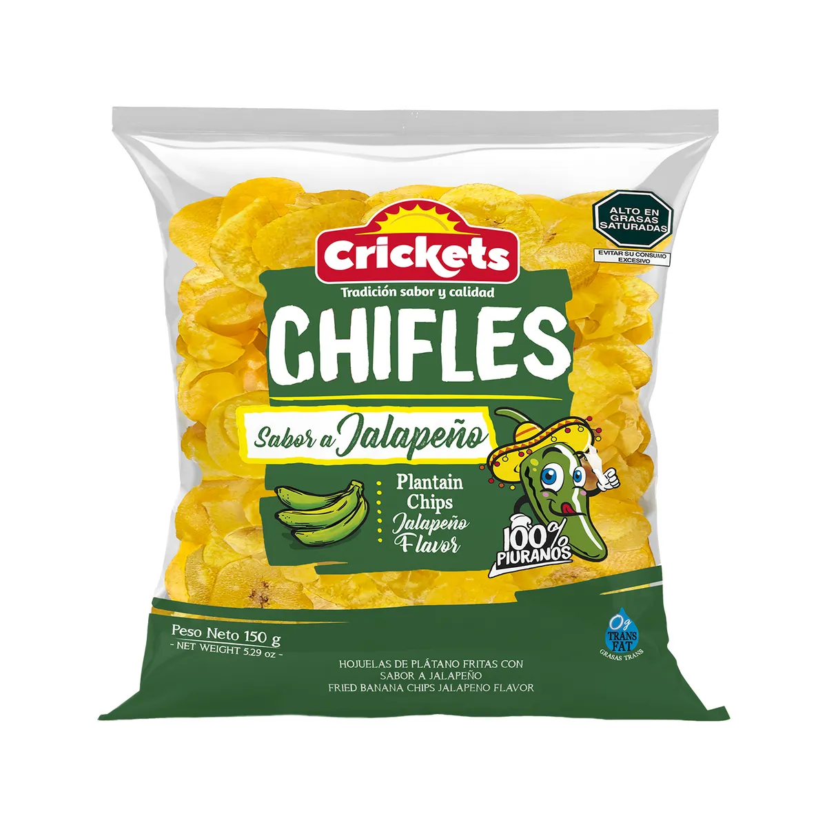 CRICKETS - Chifles Crickets Sabor Jalapeño Bolsa 150 g