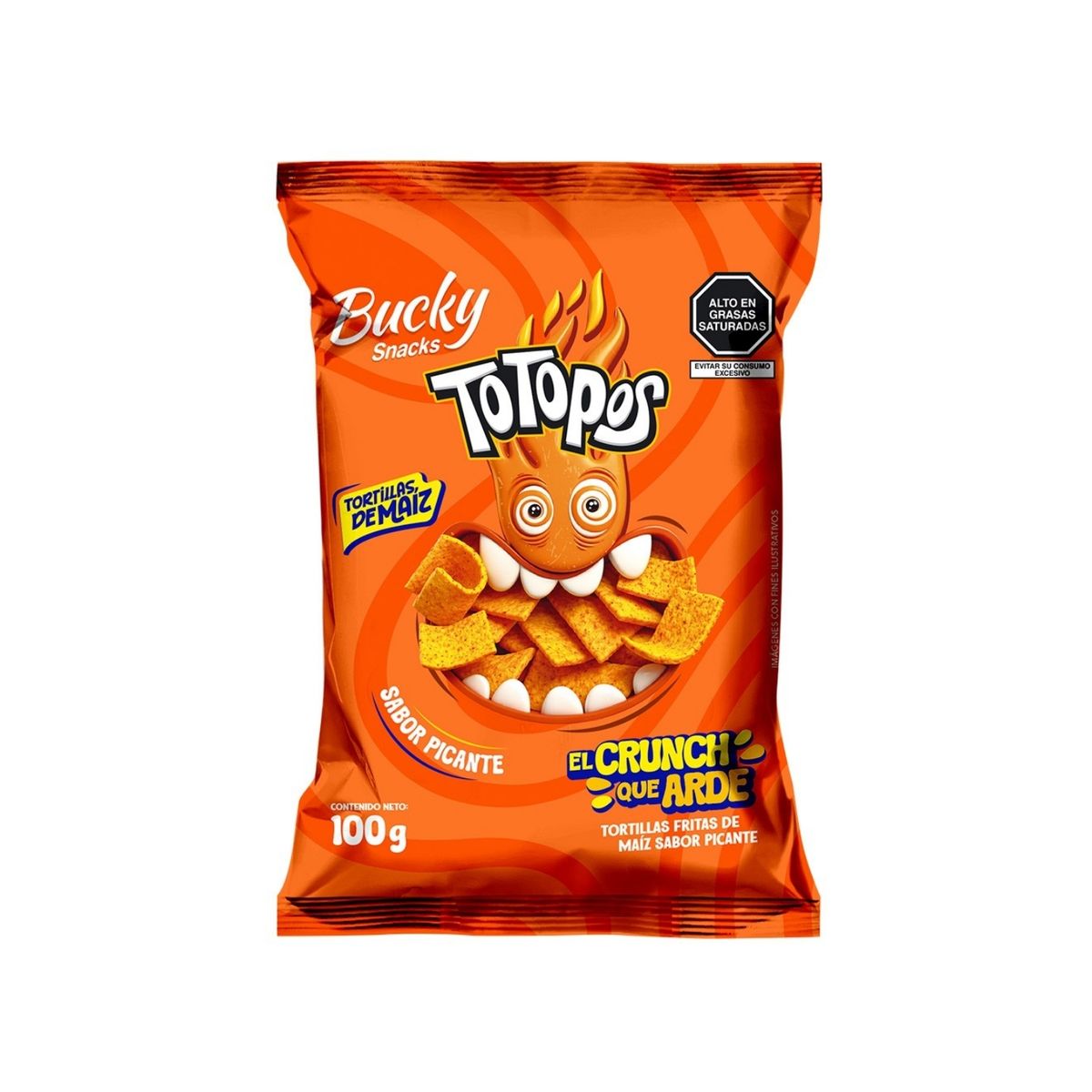 BUCKY SNACKS - Chips Bucky Totopos Picantes Bolsa 100 g
