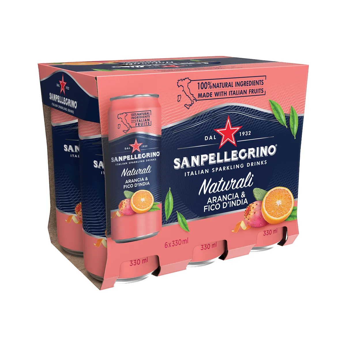 SAN PELLEGRINO - Agua Sanpellegrino Arancia & Fico D'india Sixpack Lata 330 mL