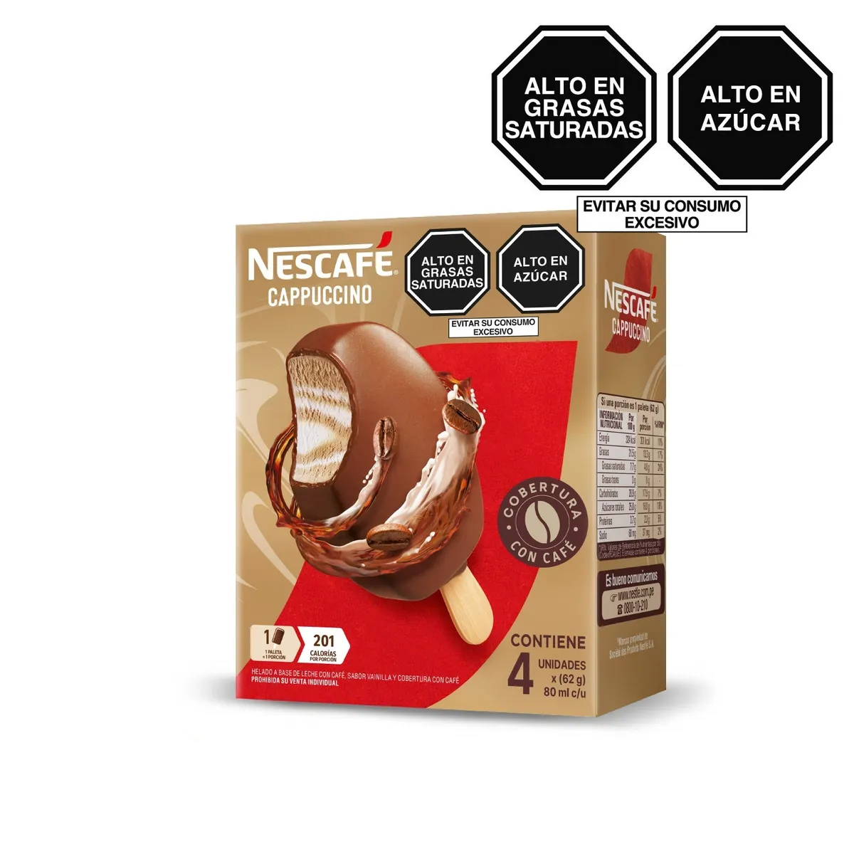NESCAFE - Helado de Paleta Nescafé Cappuccino Caja 4 Und
