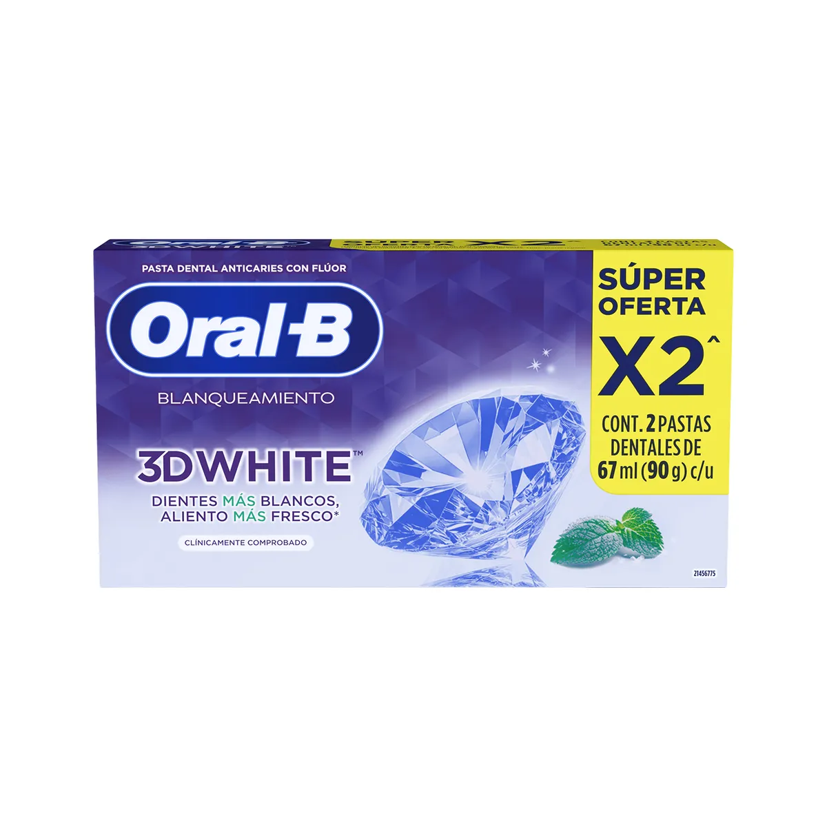 ORAL B - Crema Dental Oral B 3D White Empaque 2 Und