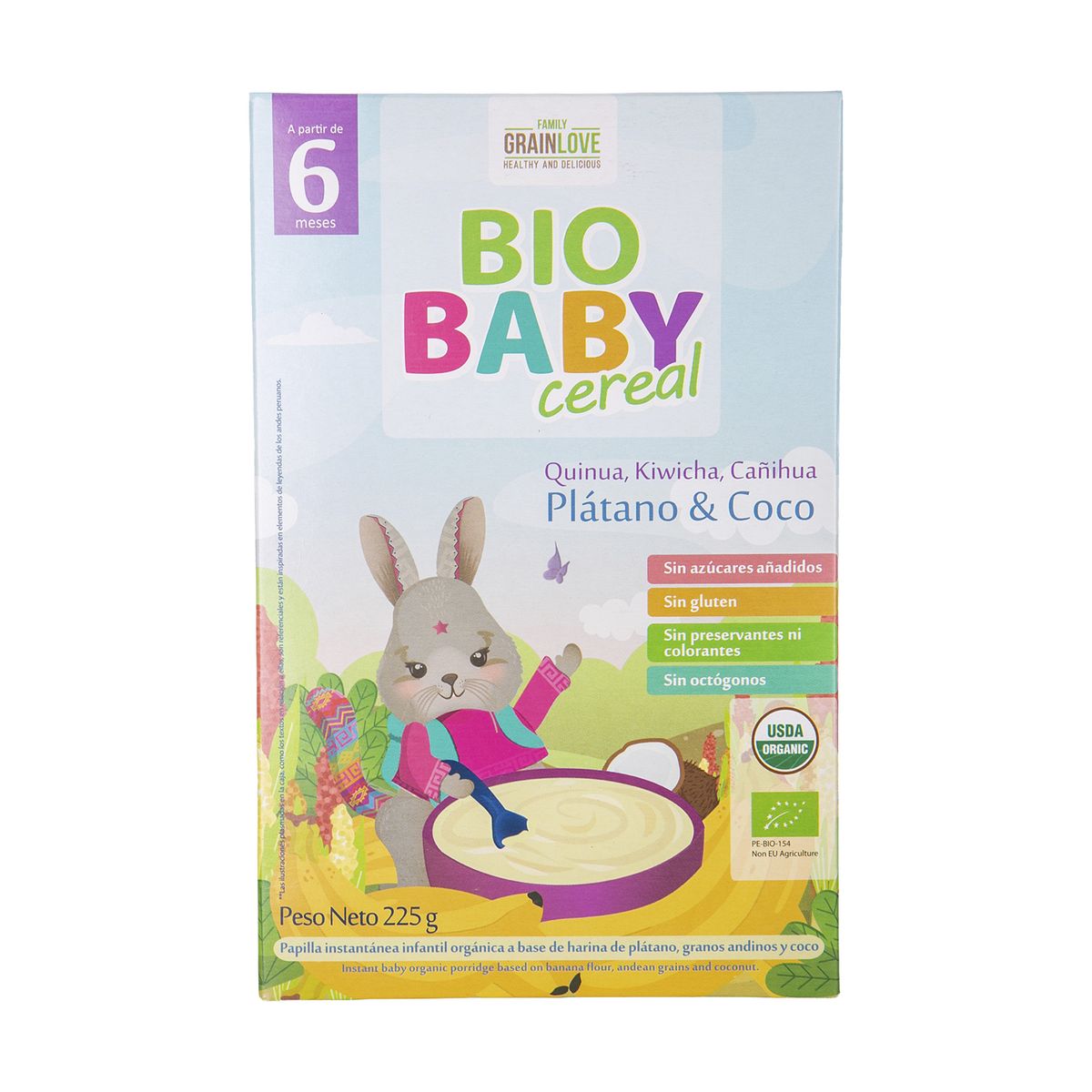 BIO BABY CEREAL - Papilla Orgánica Bio Baby Cereal Plátano Coco Caja 225 g