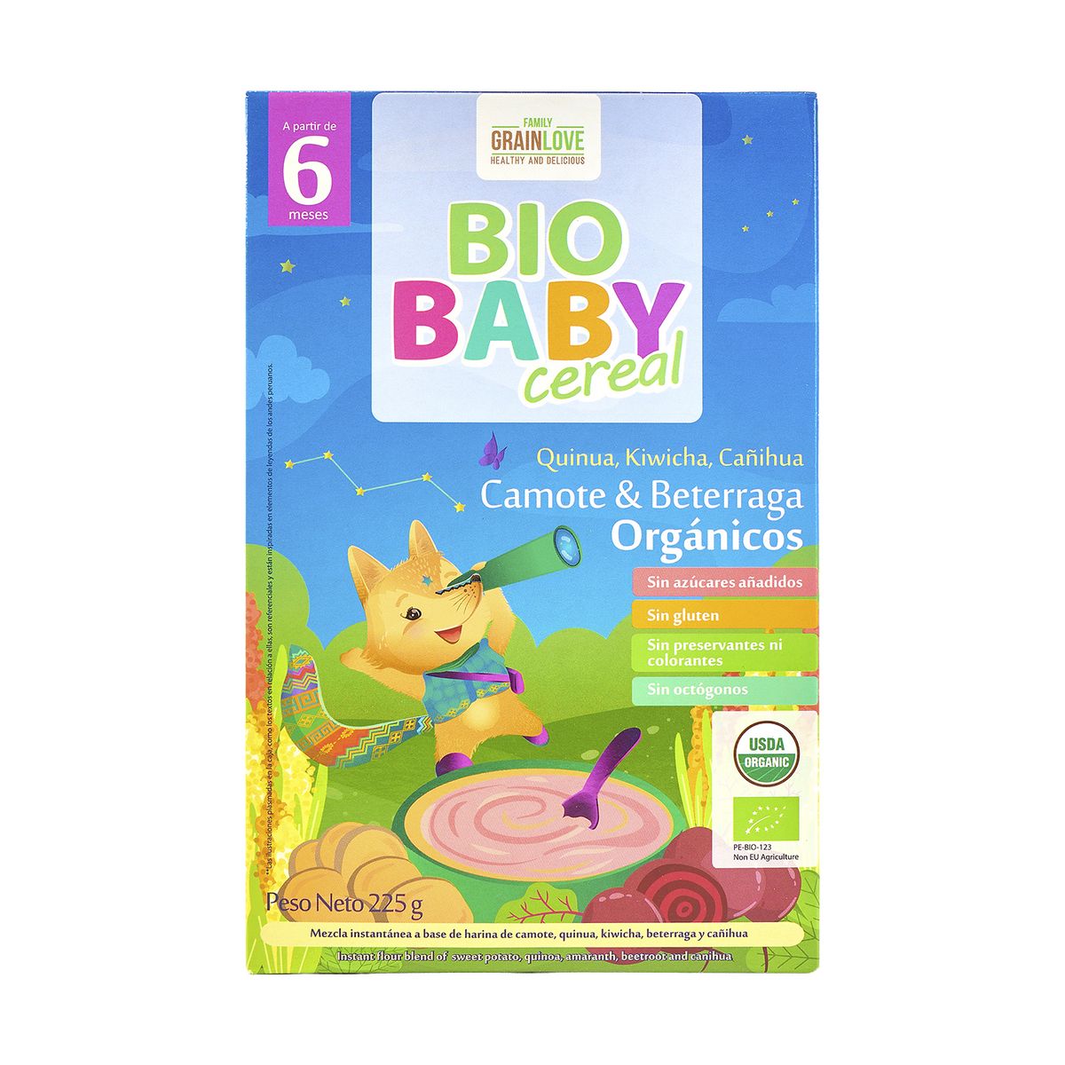 BIO BABY CEREAL - Papilla Orgánica Bio Baby Cereal Camote Beterraga Caja 225 g