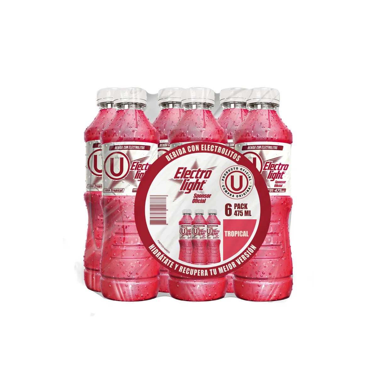 ELECTROLIGHT - Bebida Rehidratante Electrolight Tropical U Sixpack Botella 475 mL