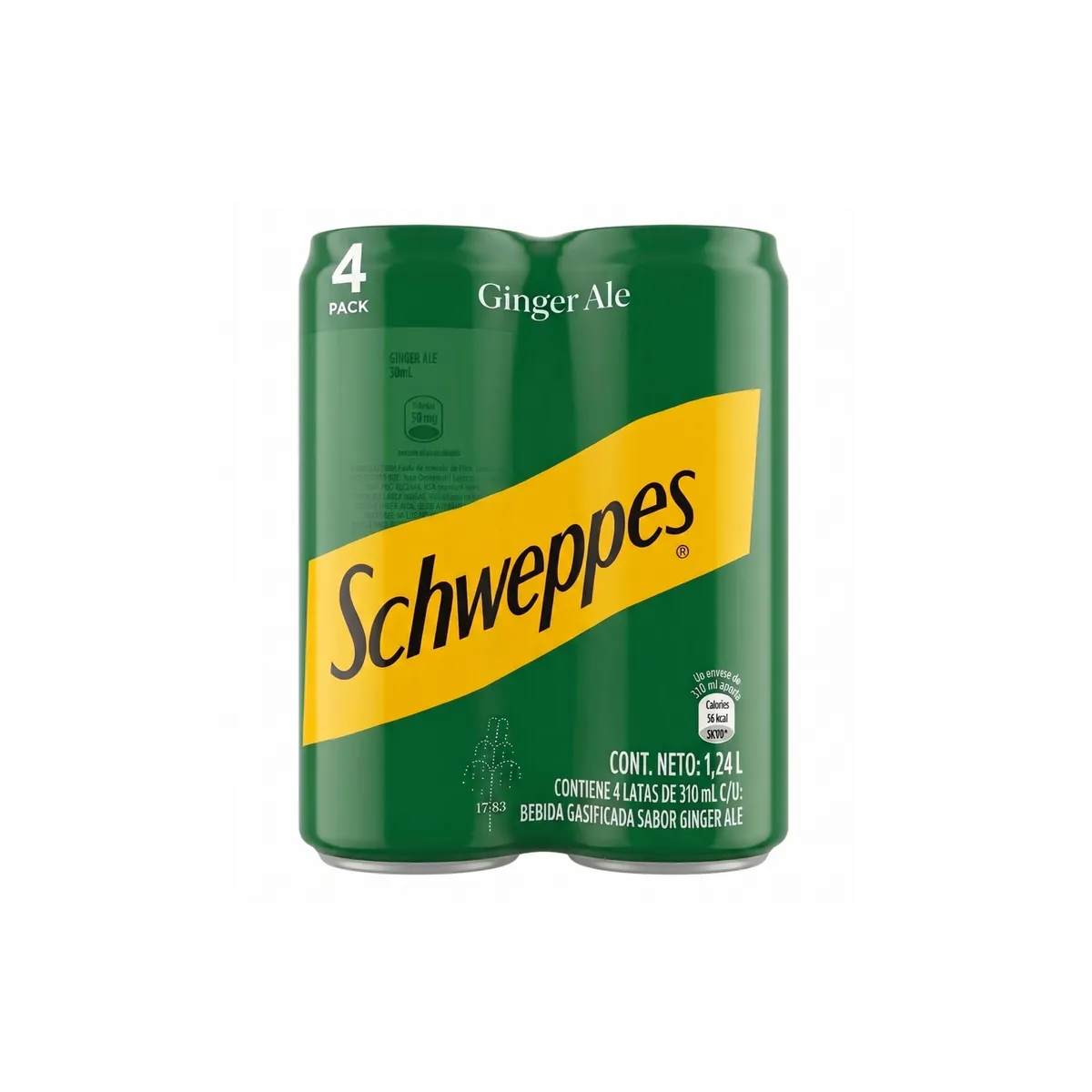 SCHWEPPES - Bebida Gasificada Schweppes Ginger Ale Pack 4 Latas 310 mL