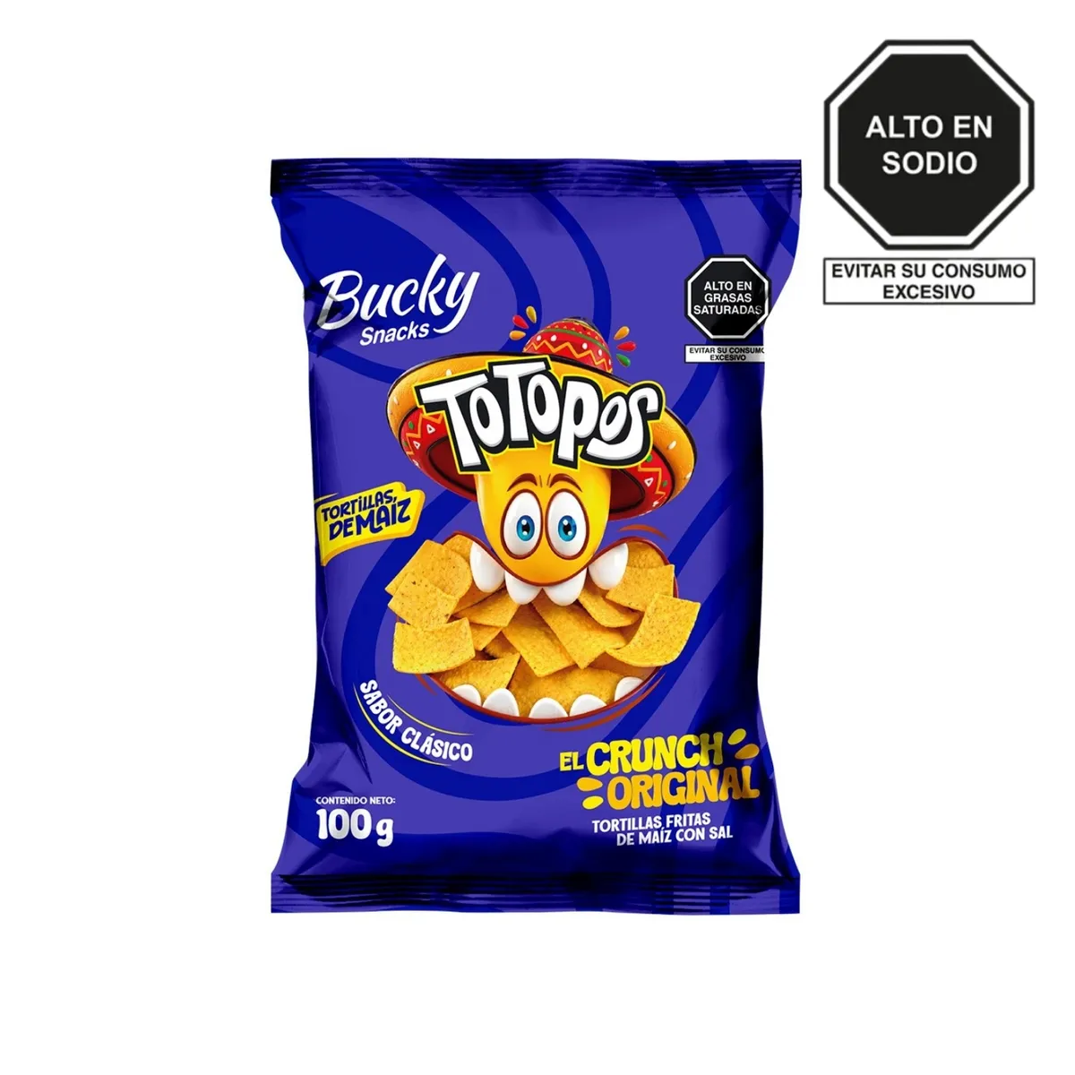 BUCKY SNACKS - Totopos Bucky con Sal Bolsa 100 g