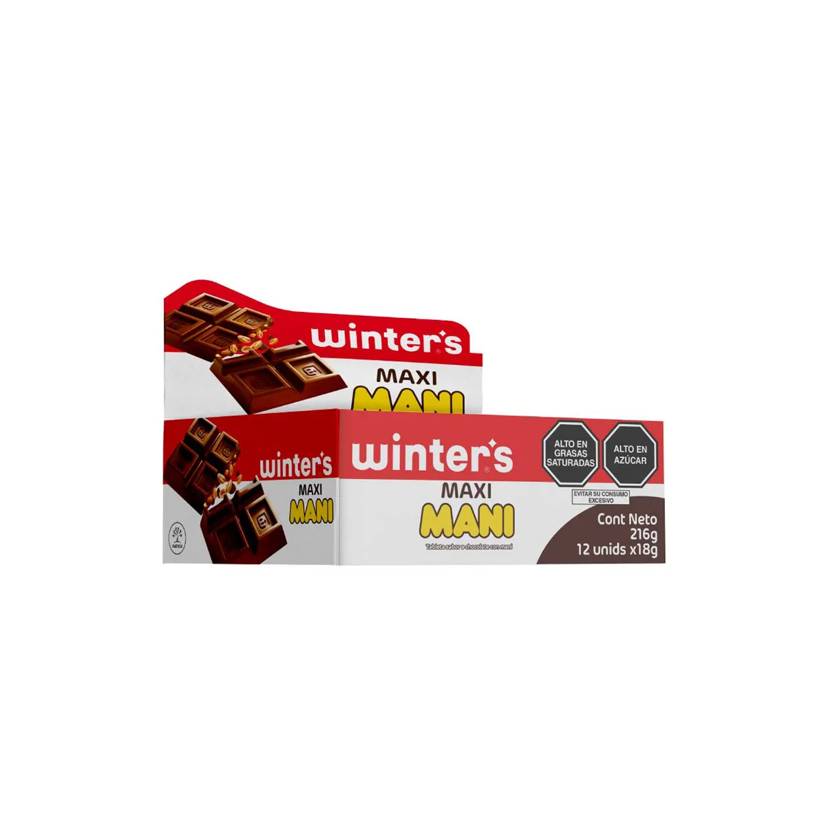 WINTERS - Chocolate Winters Maxi Maní Display 12 Und