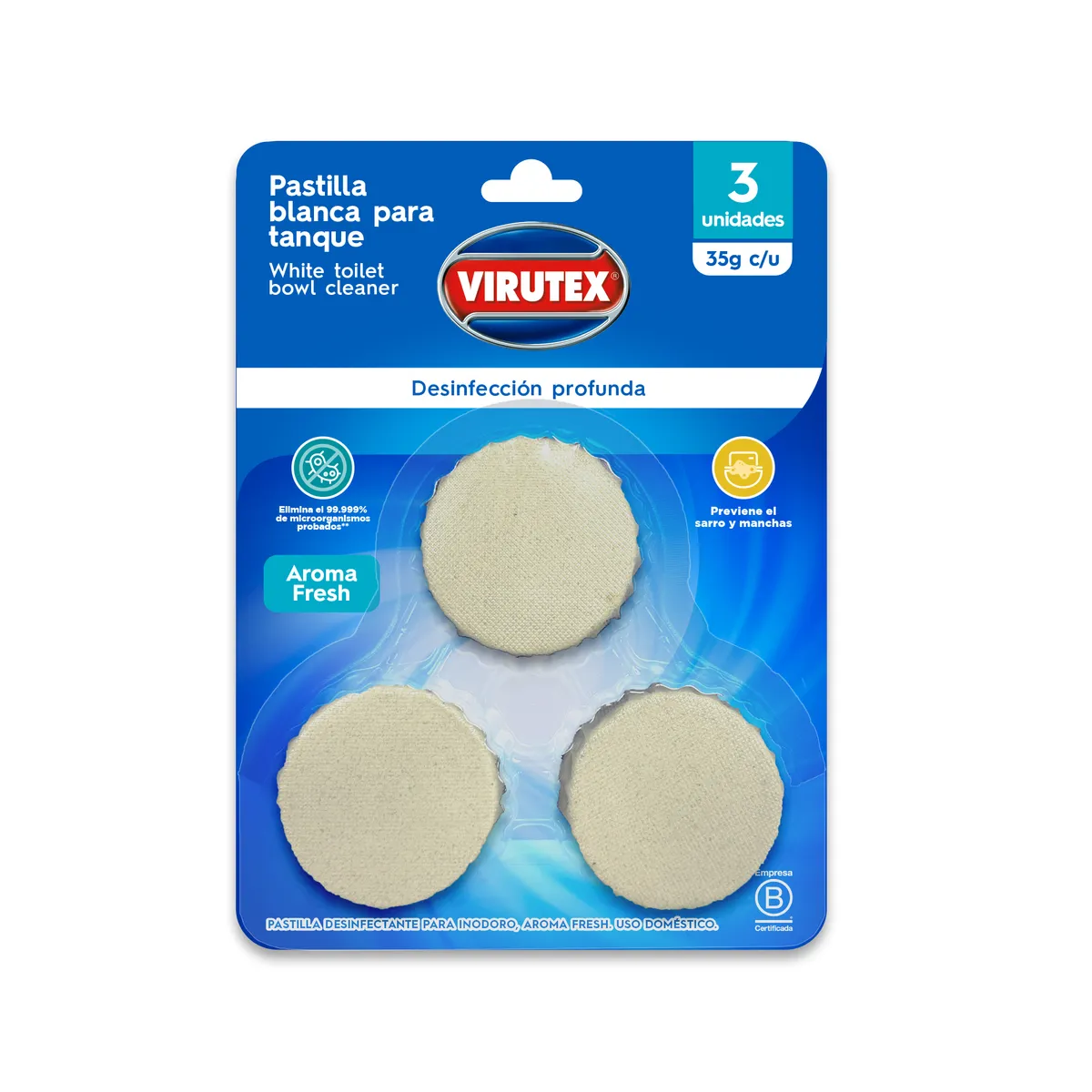 VIRUTEX - Pastilla para Inodoro Virutex Fresh Pack 3 Und