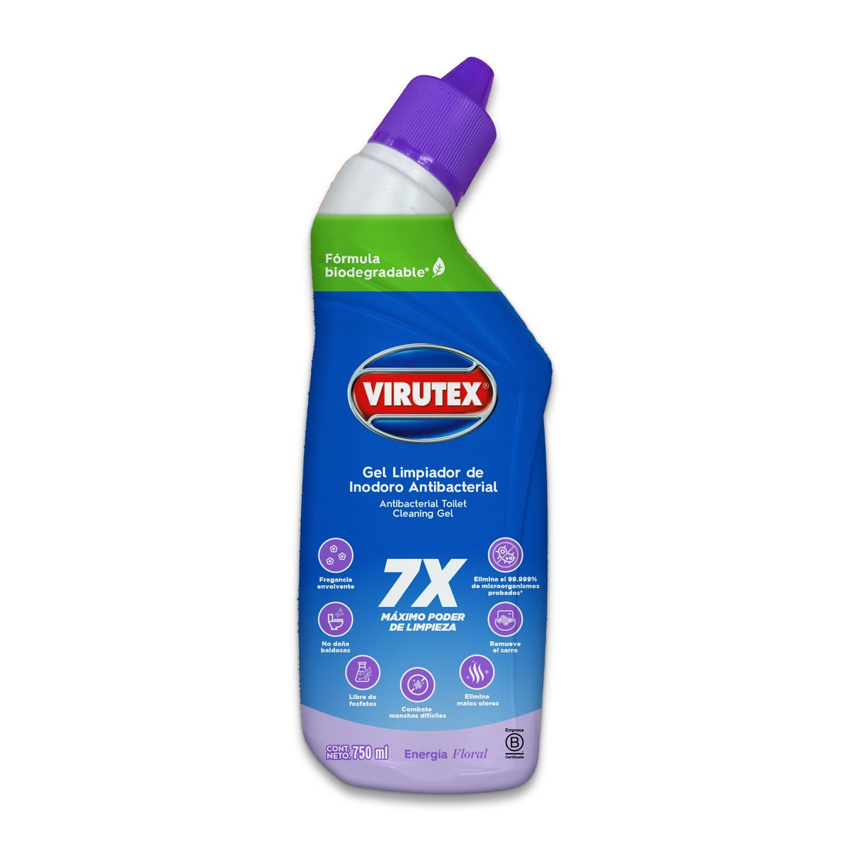 VIRUTEX - Gel Limpiador para Inodoro Virutex Floral Botella 750 mL