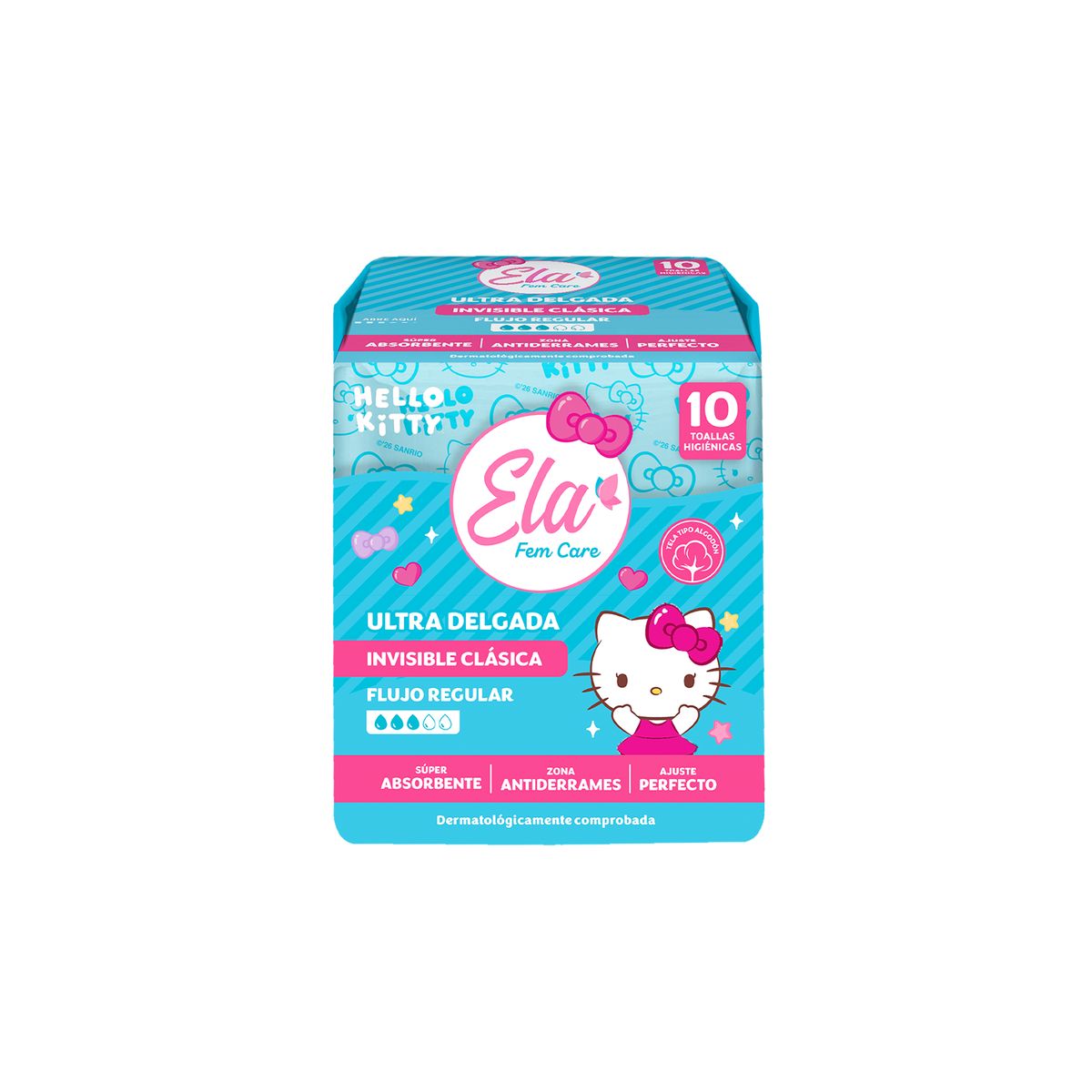 TUINIES - Toallas Higiénicas Ela Fem Care Hello Kitty Ultra Delgada Empaque 10 Und
