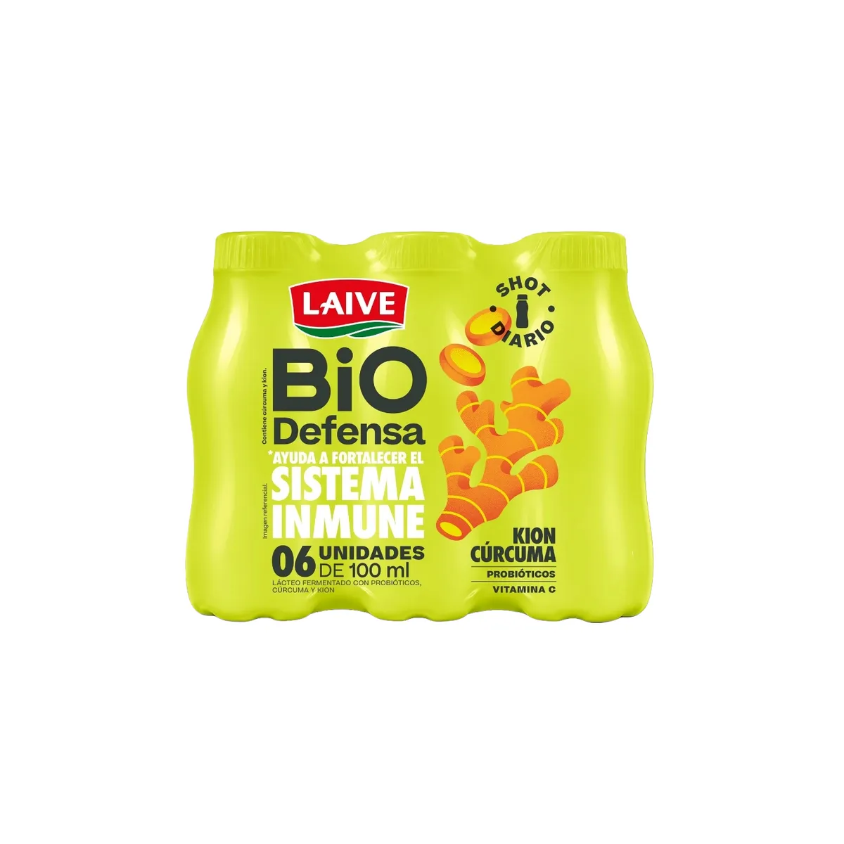 LAIVE - Yogurt Biodefensa Laive Kion Cúrcuma Sixpack Botella 100 mL