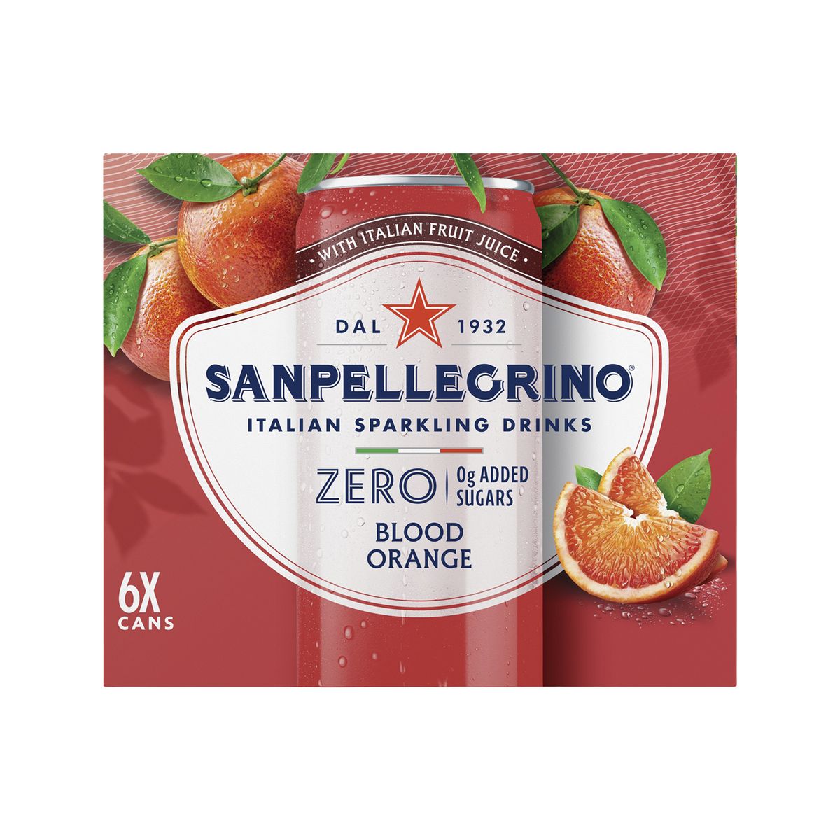 SAN PELLEGRINO - Bebida Gasificada Sanpellegrino Zero Blood Orange Sixpack Lata 330 mL