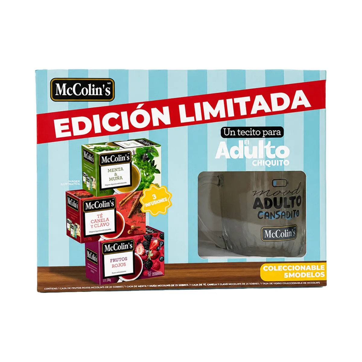 MC COLINS - Pack McColins 3 Sabores + Taza de Vidrio