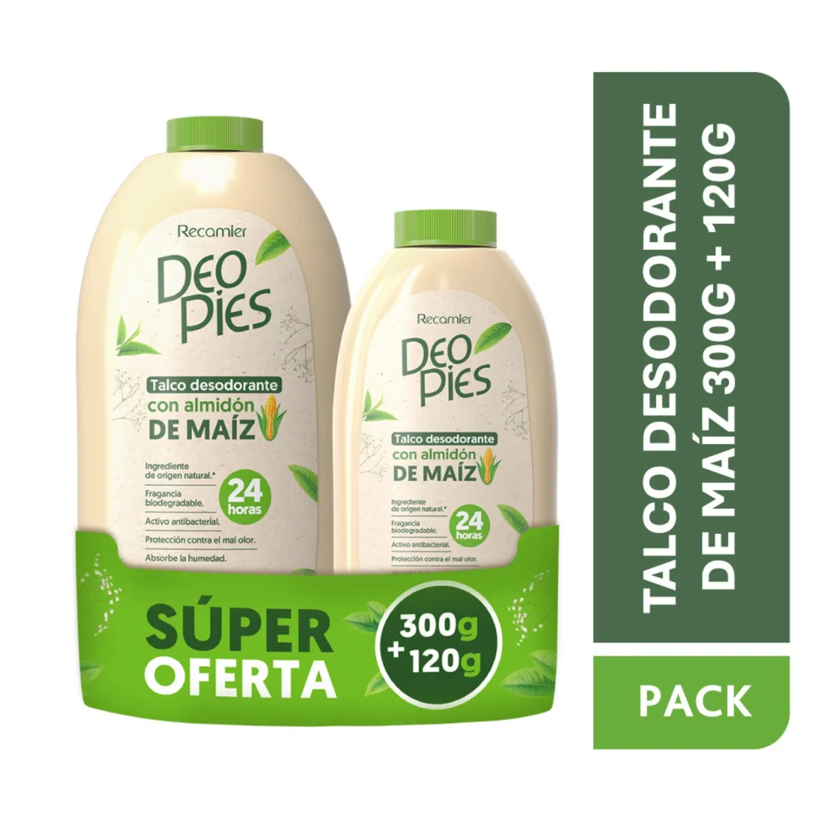 DEO PIES - Talco Desodorante Deo Pies Pack 300 g + 120 g