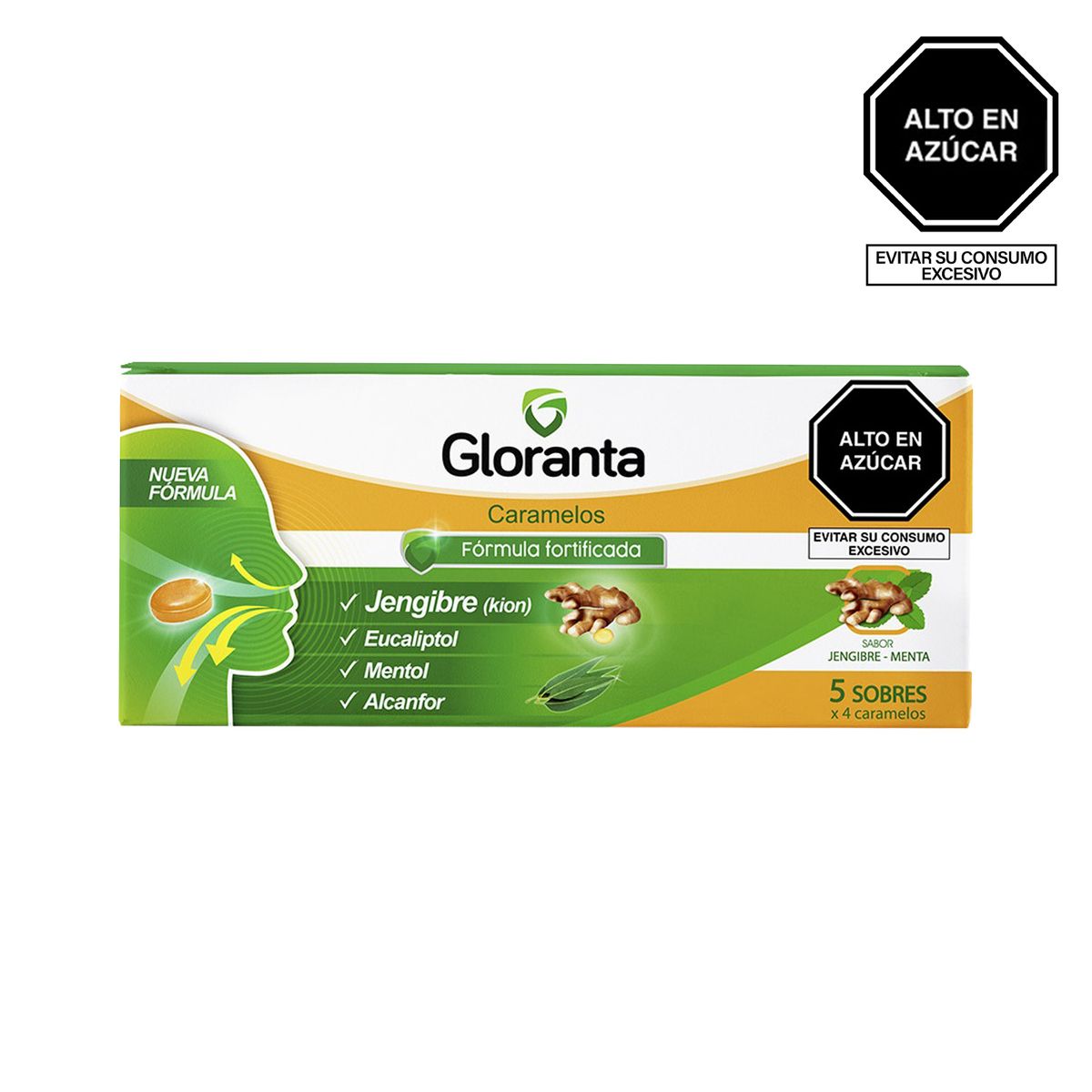 GLORANTA - Caramelos Duros Gloranta Jengibre Menta Caja 5 Sobres