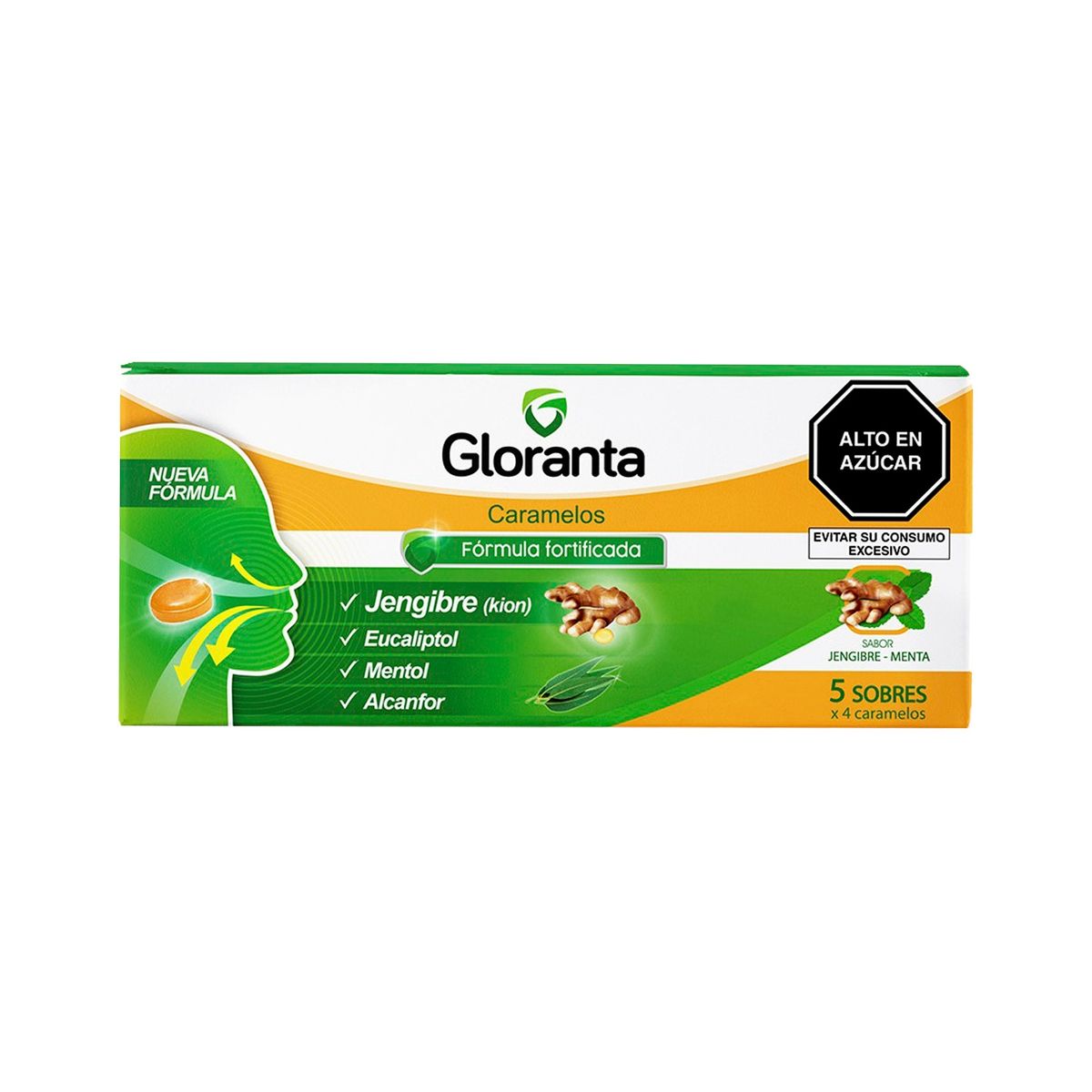 GLORANTA - Caramelos Duros Gloranta Jengibre Menta Caja 5 Sobres