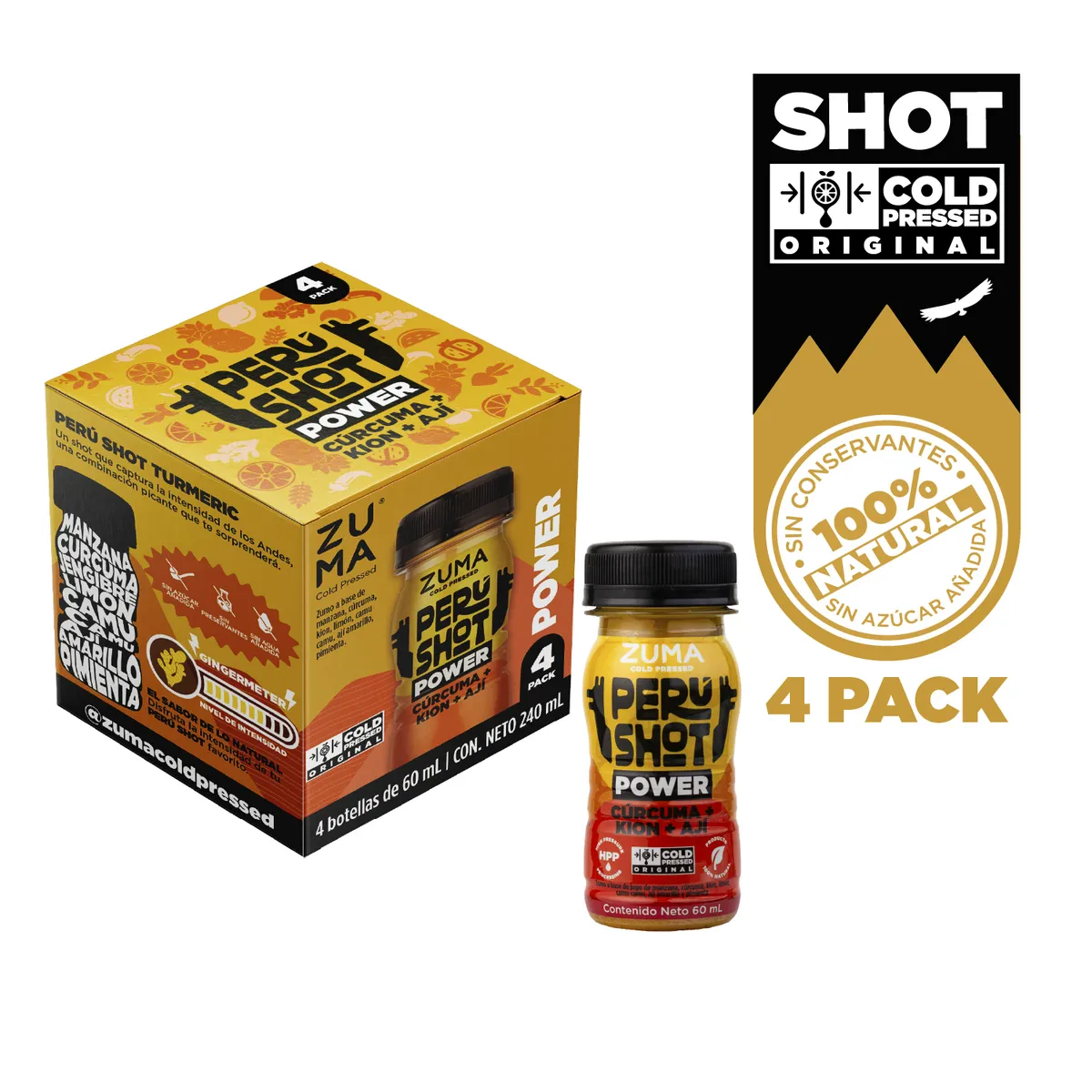 ZUMA COLD PRESSED - Shots Zuma Power 4 Pack x 60 mL