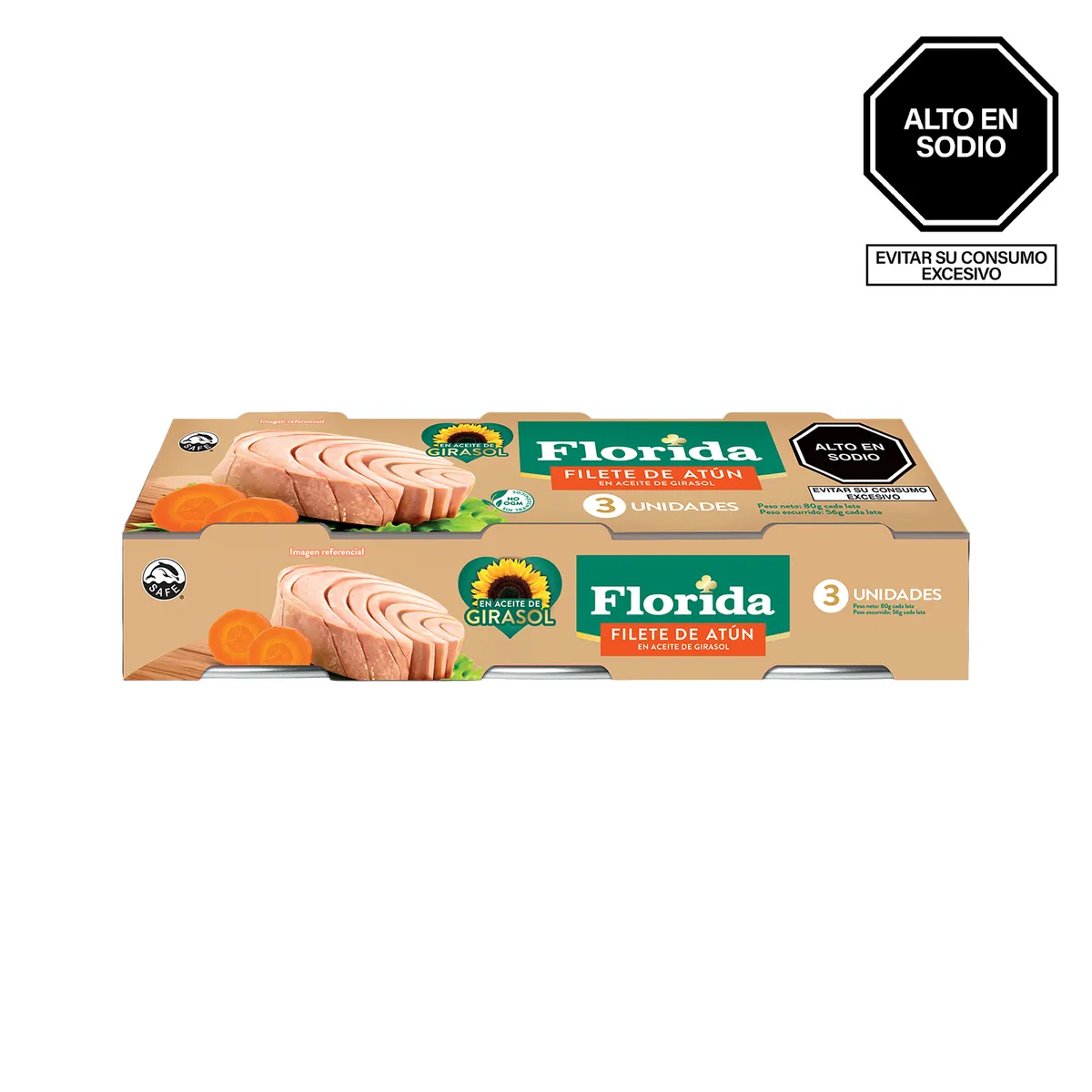 FLORIDA - Filete de Atún Florida en Aceite de Girasol Pack 3 Und