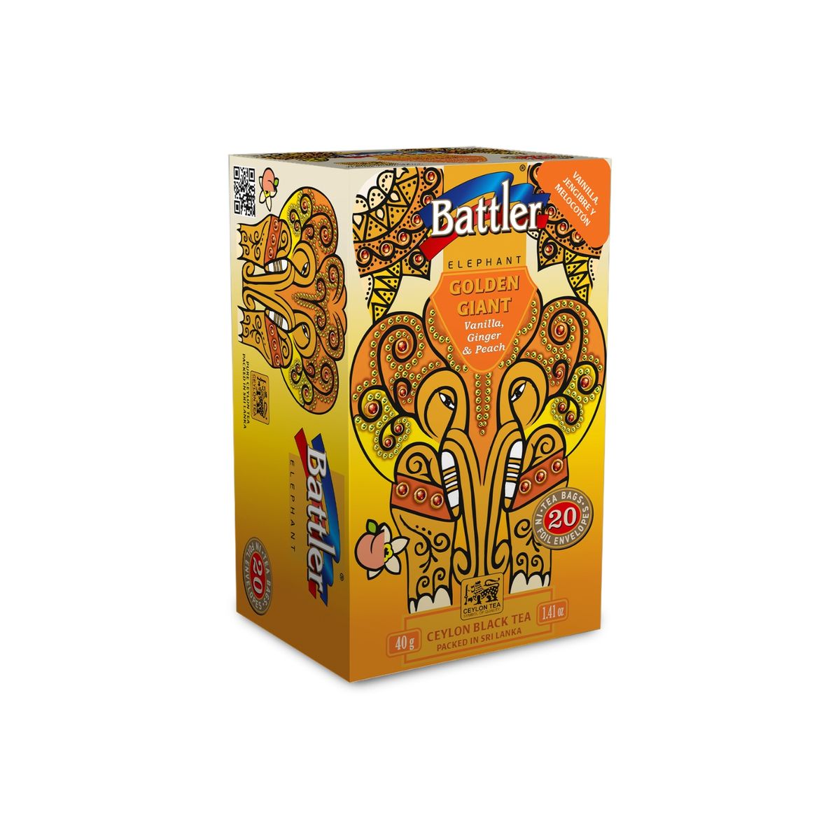 BATTLER - Té Battler Vainilla Kión Durazno Caja 20 Sobres