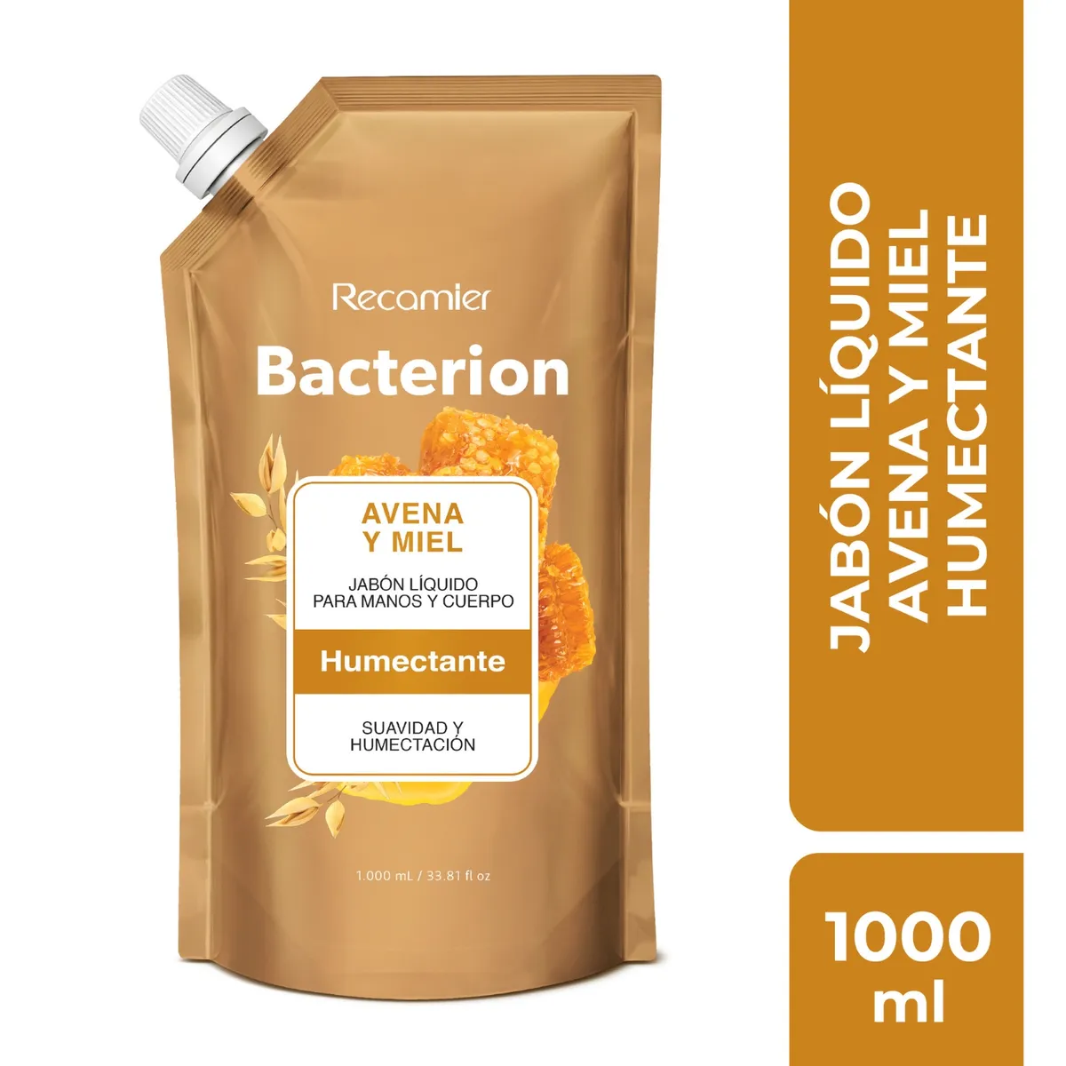 BACTERION - Jabón Líquido Bacterion Avena Miel Doypack 1 L