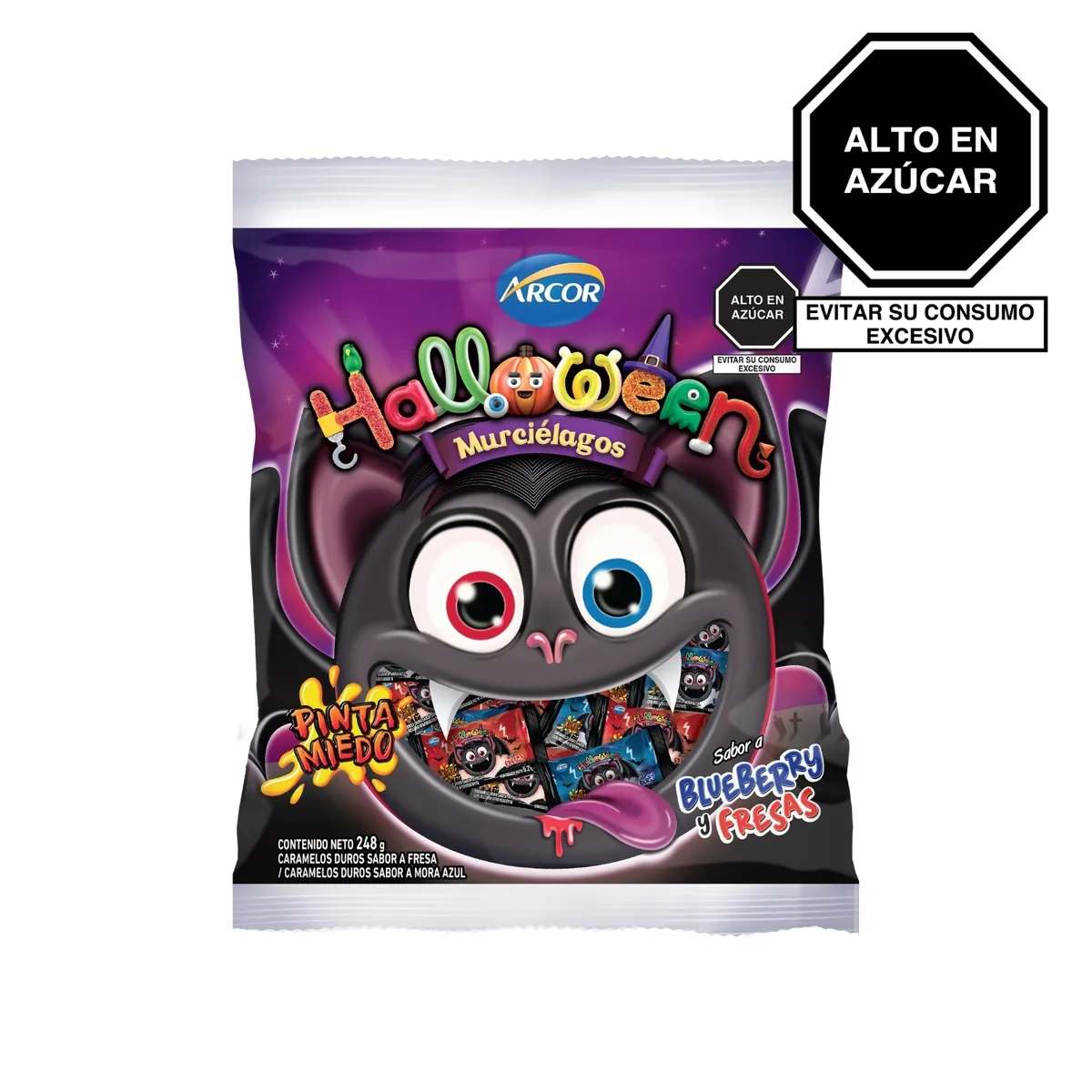 ARCOR - Caramelos Murciélagos Mix Arcor Blueberry Fresa Bolsa 248 g