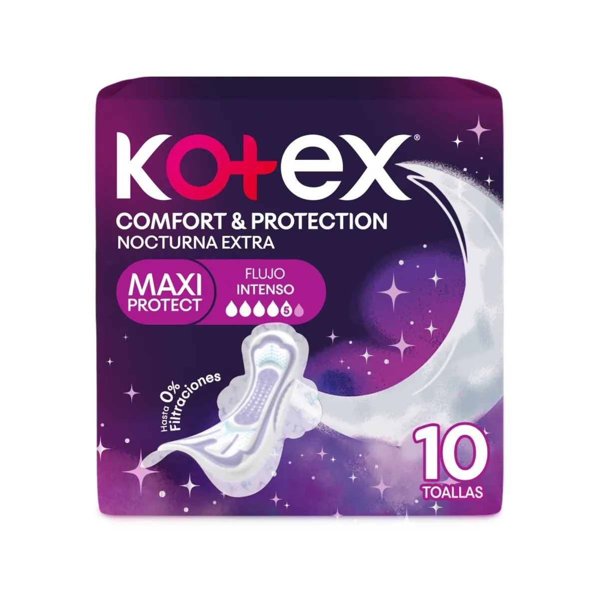 KOTEX - Toallas Higiénicas Kotex Nocturna Extra Empaque 10 Und