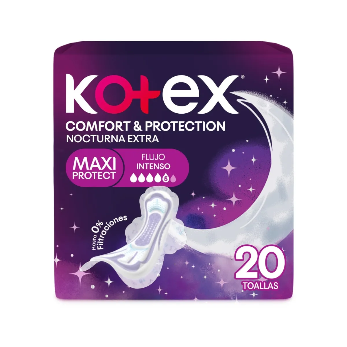 KOTEX - Toallas Higiénicas Kotex Nocturna Extra Empaque 20 Und