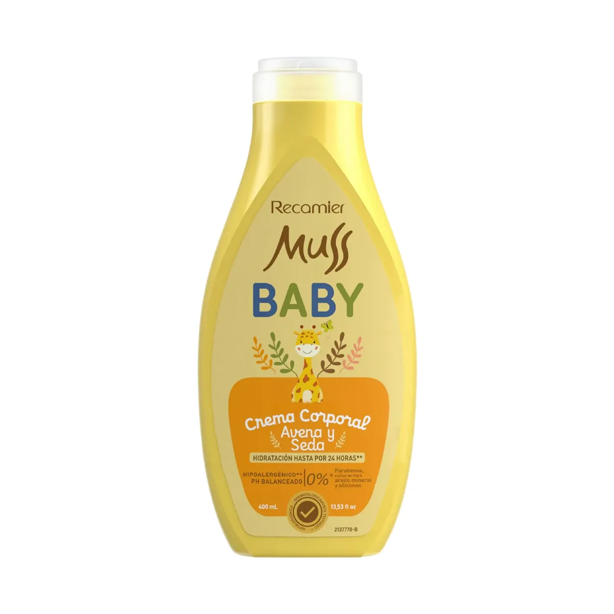 MUSS KIDS - Crema Corporal Muss Baby Seda con Avena Botella 400 mL