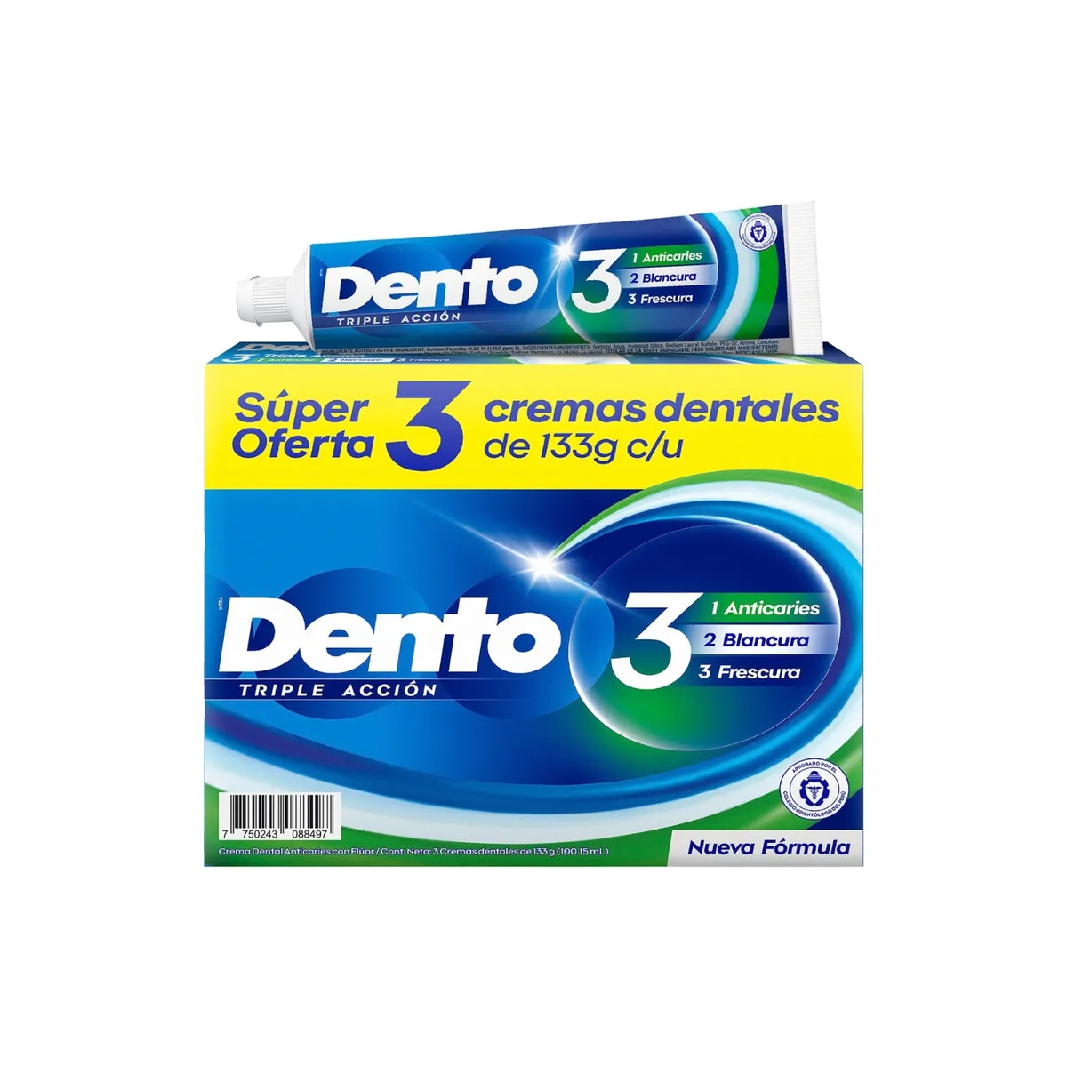 DENTO - Crema Dental Dento Triple Acción Empaque 3 Und