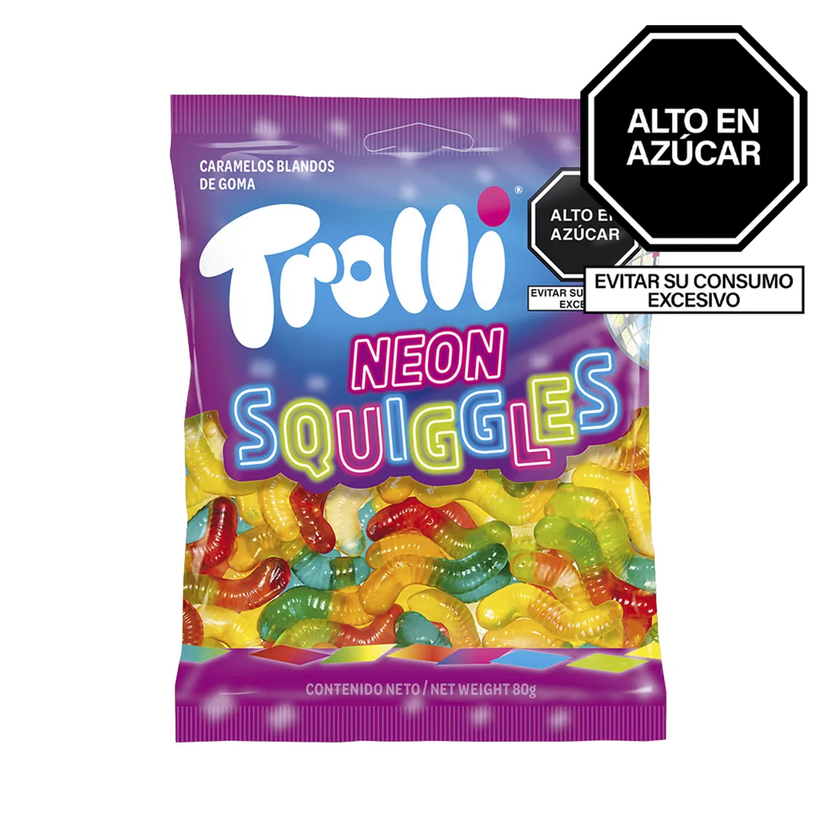 TROLLI - Gomas Trolli Neon Squiggles Bolsa 80 g