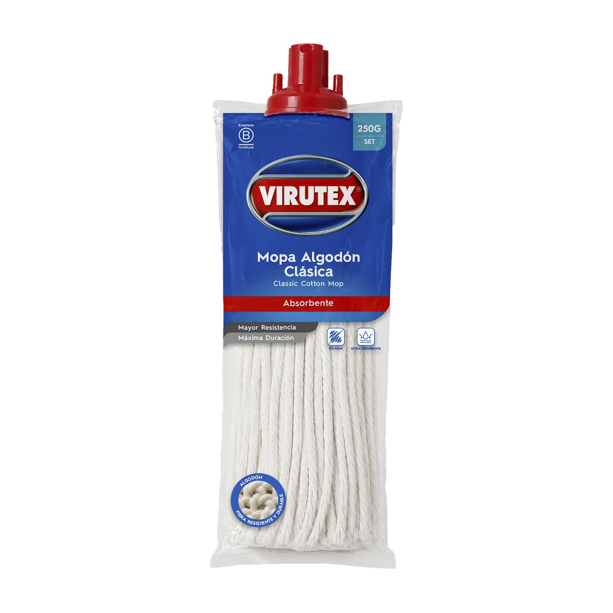 VIRUTEX - Mopa de Algodón Virutex Clásica con Palo Empaque 250 g